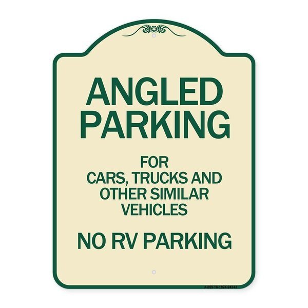 Angled Parking for Cars Trucks & Similar Vehicles No RV Parking Alum Sign, 24